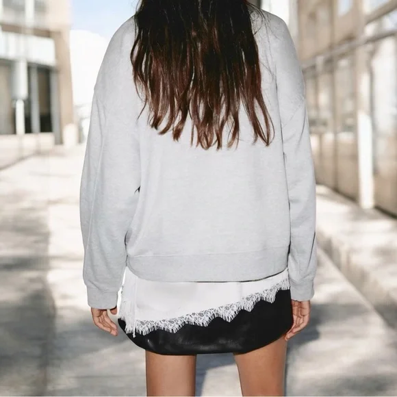 NEW H&M Sweatshirt with Printed Motif Long Beach Grey & Green Size Medium - Picture 4 of 11